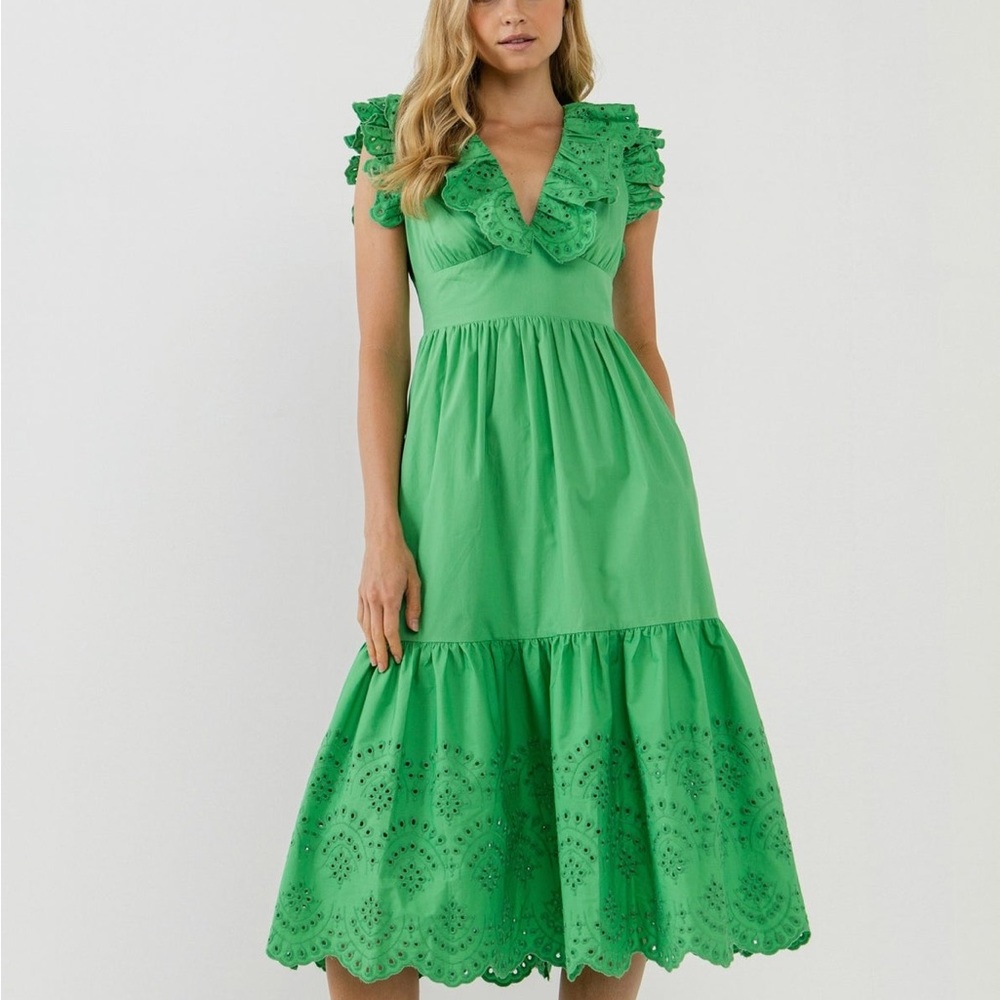 eyelet midi dress